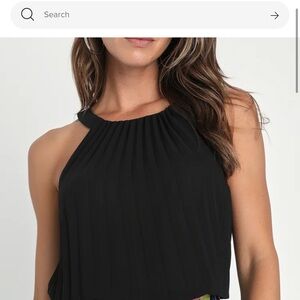 Lulu’s Perfect Black pleated work blouse